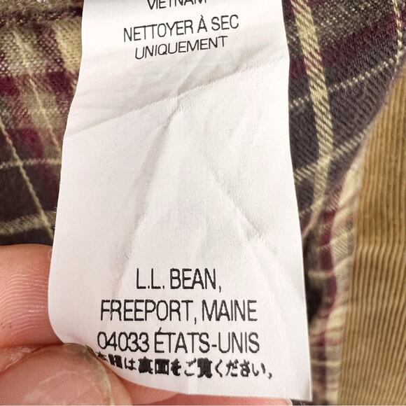 LL Bean Blazer Mens 40R Camel Corduroy Flannel Plaid Lined Button Up Jacket - Picture 12 of 13